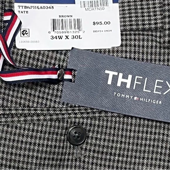 Tommy Hilfiger Men's Modern Fit Stretch Performance Dress Pants Brown 34/30 New - Picture 5 of 5